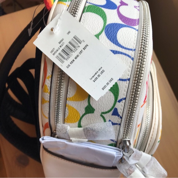 🌈 Coach Mini Court Backpack In Rainbow Signature Canvas - Picture 9 of 12
